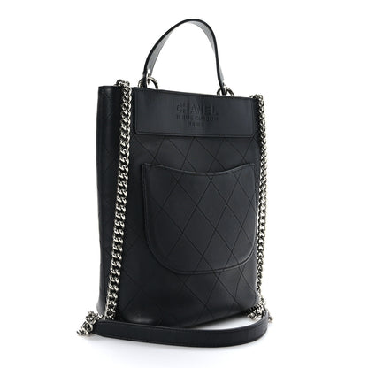 Chanel Calfskin Stitched Bucket Bag Black 3 of 9