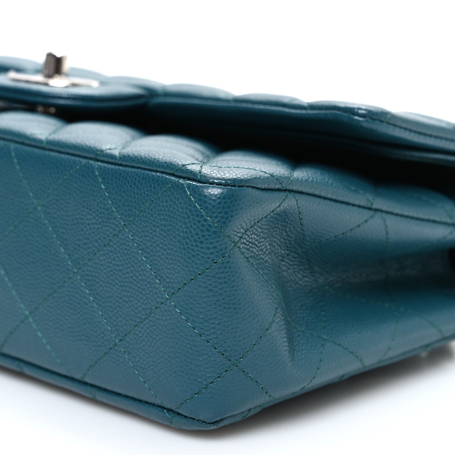 Chanel Caviar Quilted Medium Double Flap Dark Turquoise 10 of 10
