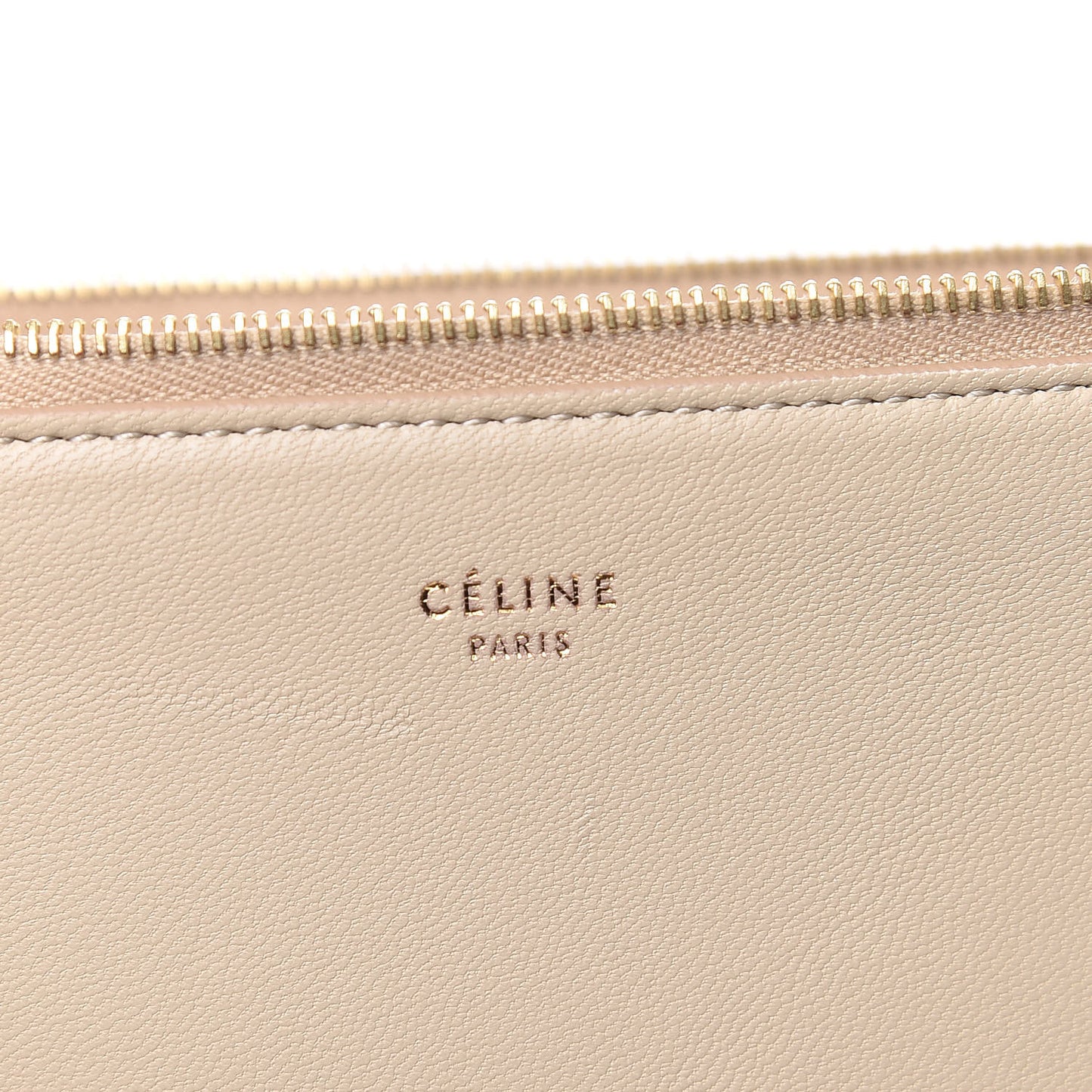 Lambskin Bi-Color Solo Clutch Pouch Beige Sea