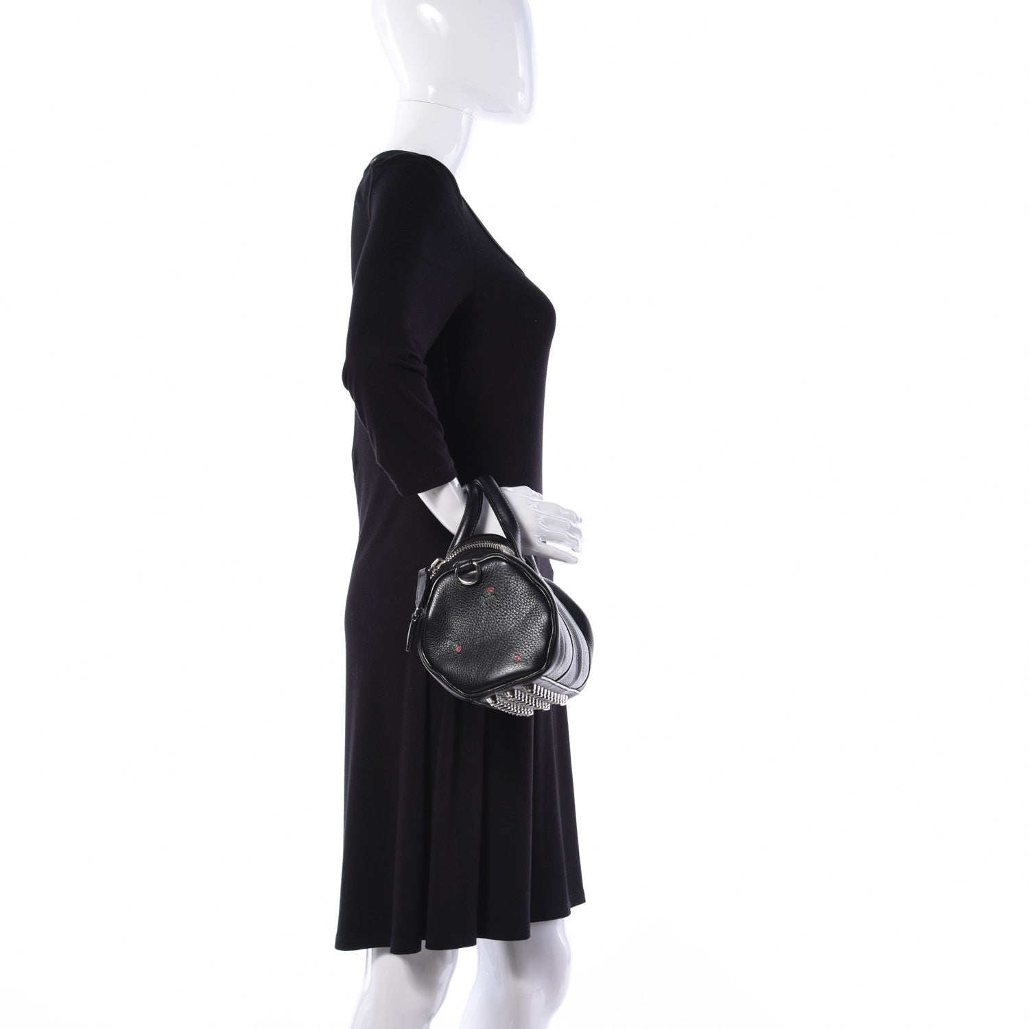 Alexander Wang Pebbled Lambskin Rose Printed Mini Rockie Black Silver Hardware 3 of 12