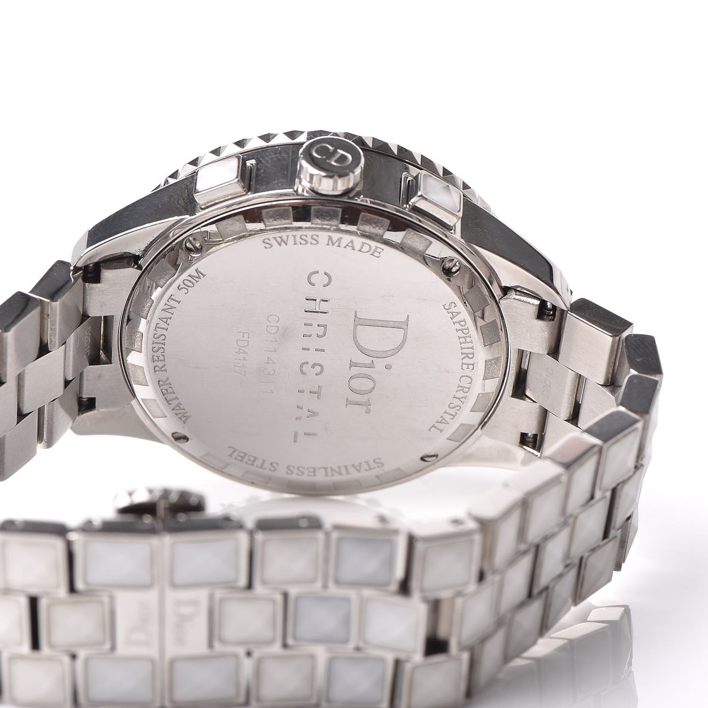 Stainless Steel Diamond Sapphire 38mm Christal Chronograph Quartz Watch White