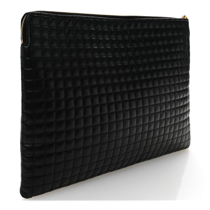 Celine Calfskin Quilted C Charm Pouch Black 3 of 8