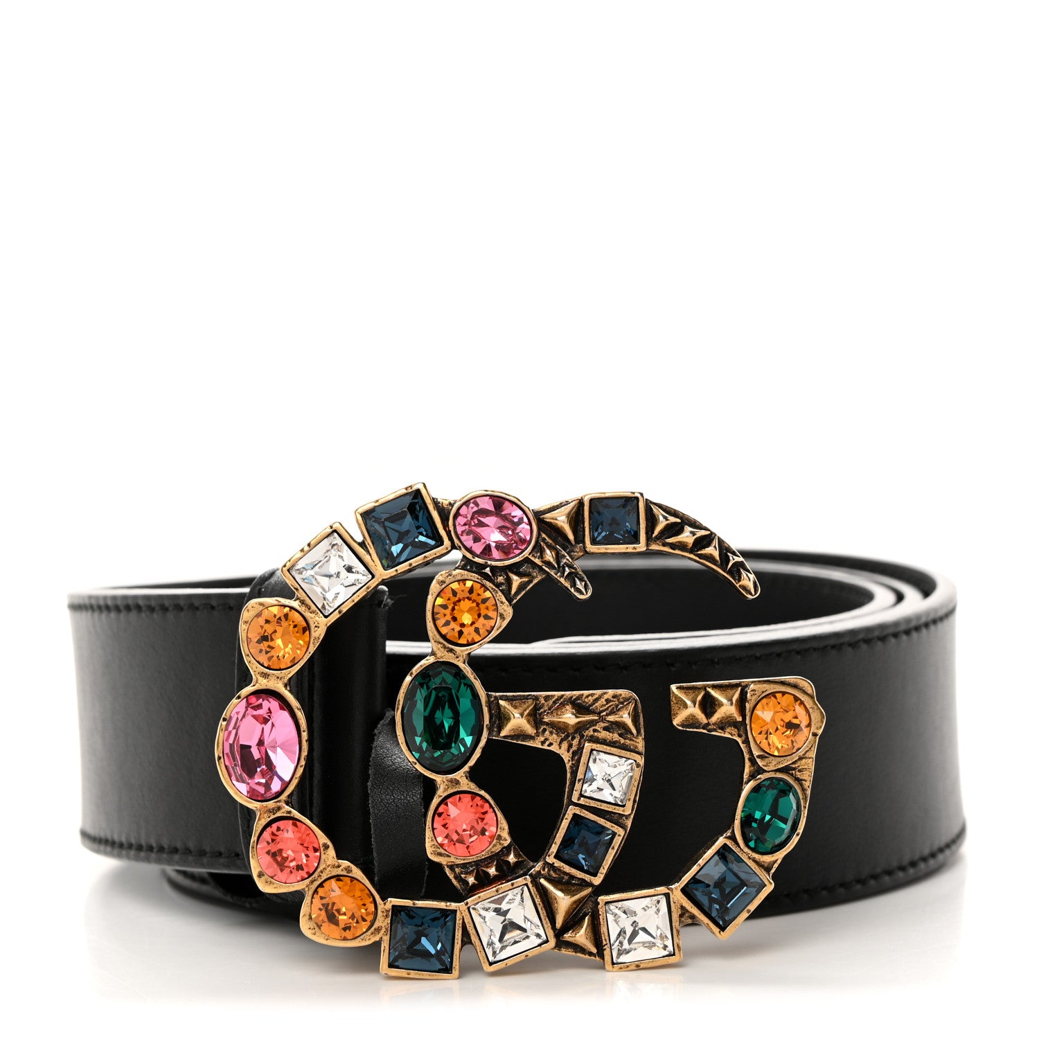 Gucci Calfskin Crystal Double G 40mm Belt 100 40 Black Multicolor 1 of 5
