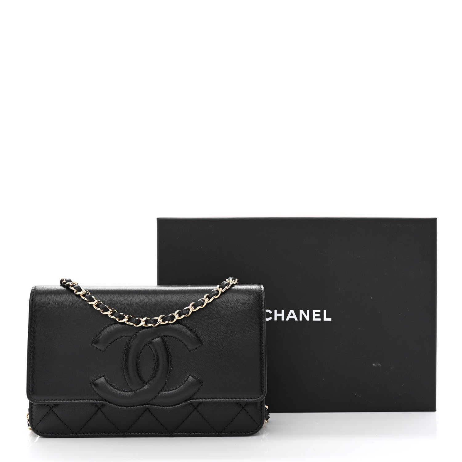 Chanel Goatskin Quilted Timeless CC Wallet On Chain WOC Black 13 of 13