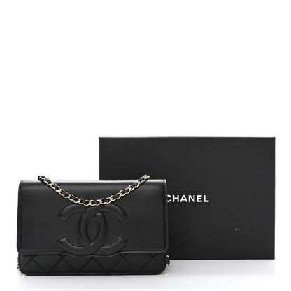 Chanel Goatskin Quilted Timeless CC Wallet On Chain WOC Black 13 of 13