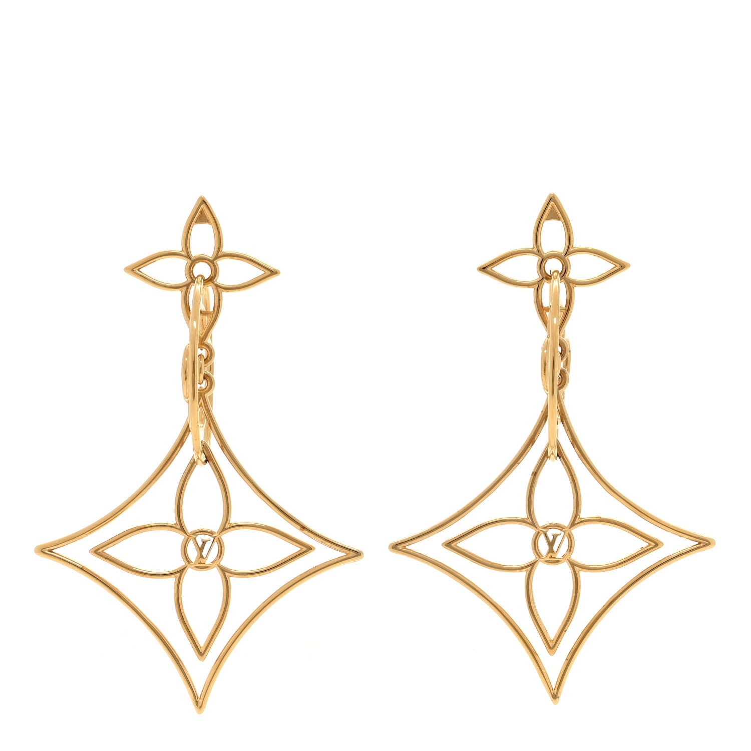 Louis Vuitton Metal Twiggy Drop Earrings Gold 1 of 5