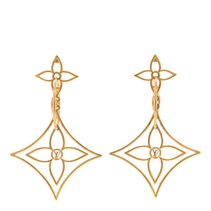 Louis Vuitton Metal Twiggy Drop Earrings Gold 1 of 5