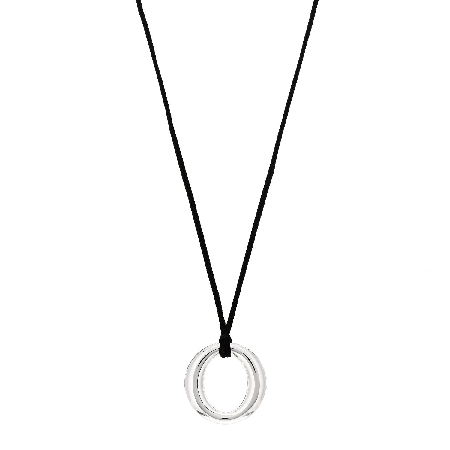 Tiffany Sterling Silver Elsa Peretti Sevillana Circle Cord Necklace 1 of 4