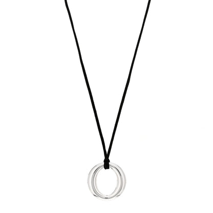 Tiffany Sterling Silver Elsa Peretti Sevillana Circle Cord Necklace 1 of 4