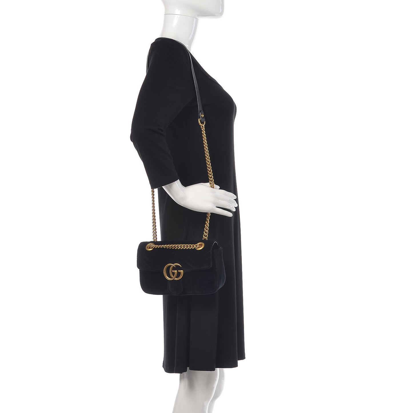 Velvet Matelasse Mini GG Marmont Shoulder Bag Black