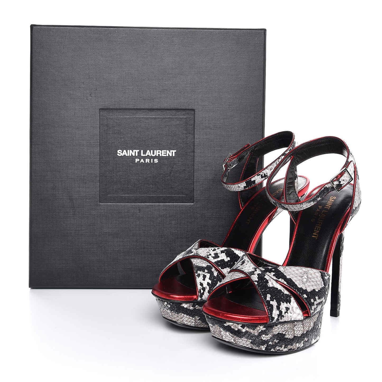 Ayers Recticula Flock Nappa Bianca 105 Platform Sandals 36 Natural Black Rosso