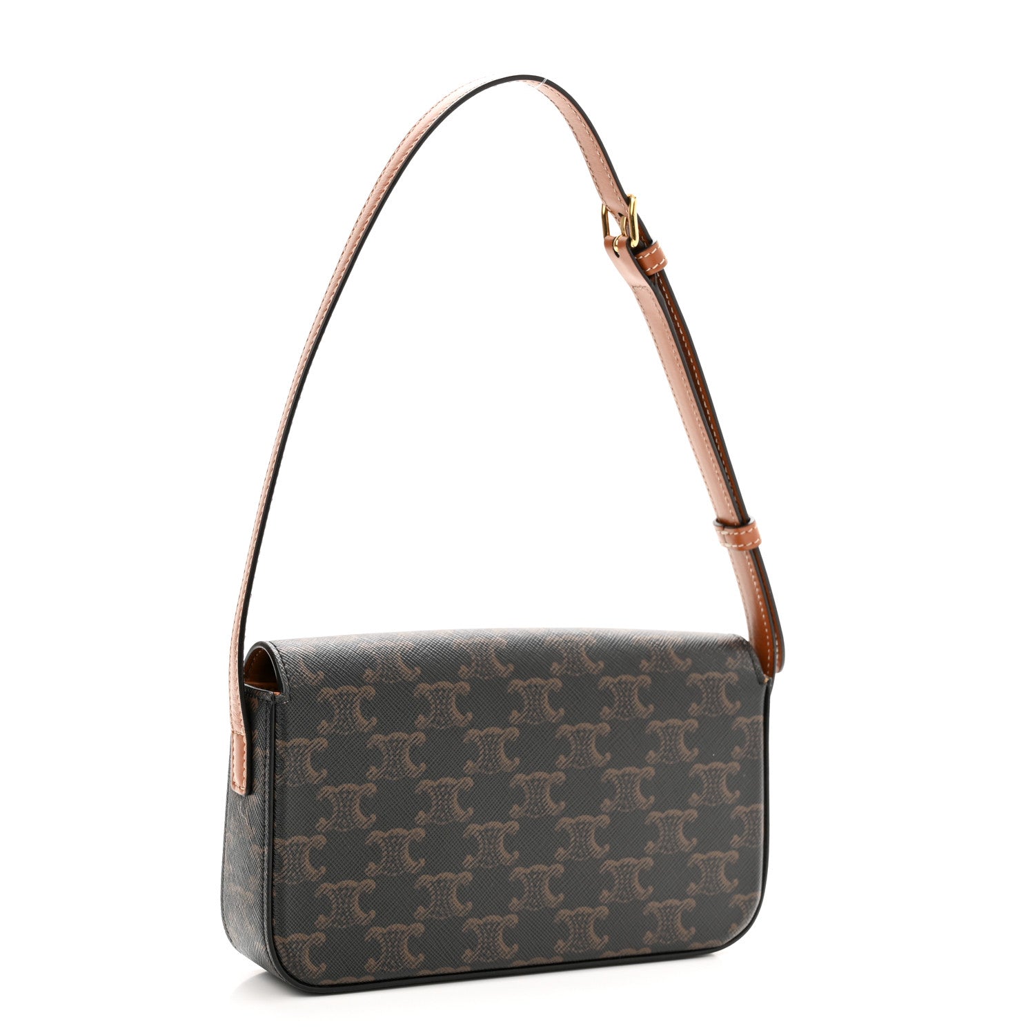 Celine Canvas Calfskin Triomphe Shoulder Bag Tan 3 of 10