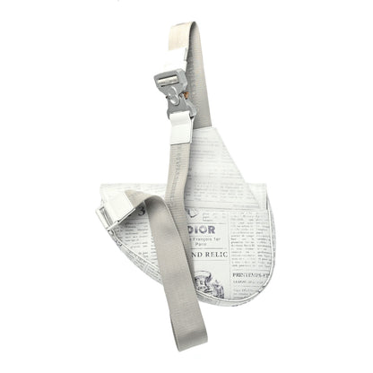 Christian Dior X DANIEL ARSHAM Grained Calfskin Newspaper Print Saddle Bag White 2 of 4
