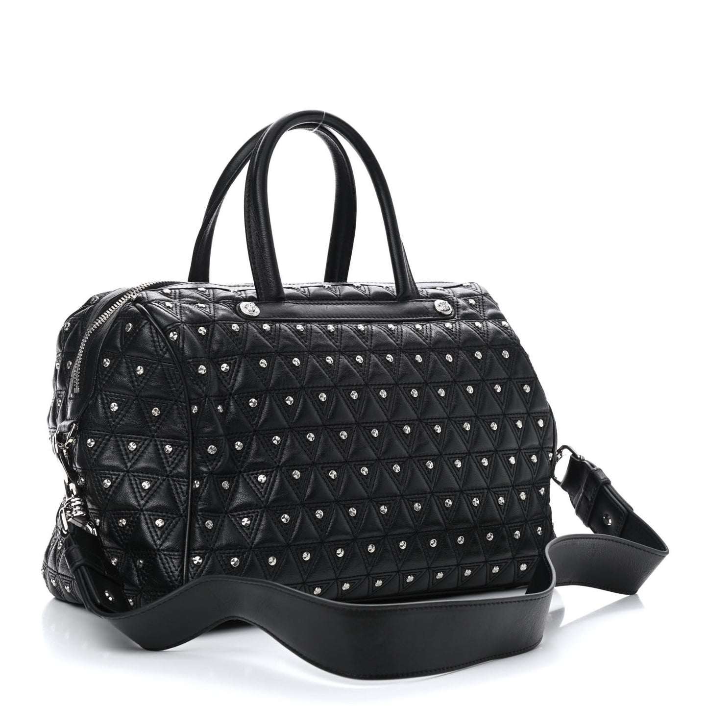 Nappa Trapuntata Triangle Quilted Studded Duffle Black