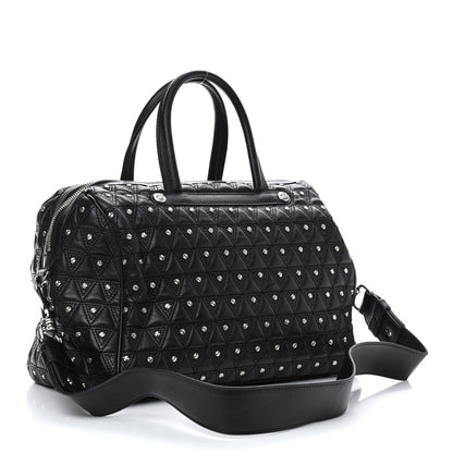 Versace Nappa Trapuntata Triangle Quilted Studded Duffle Black 3 of 9