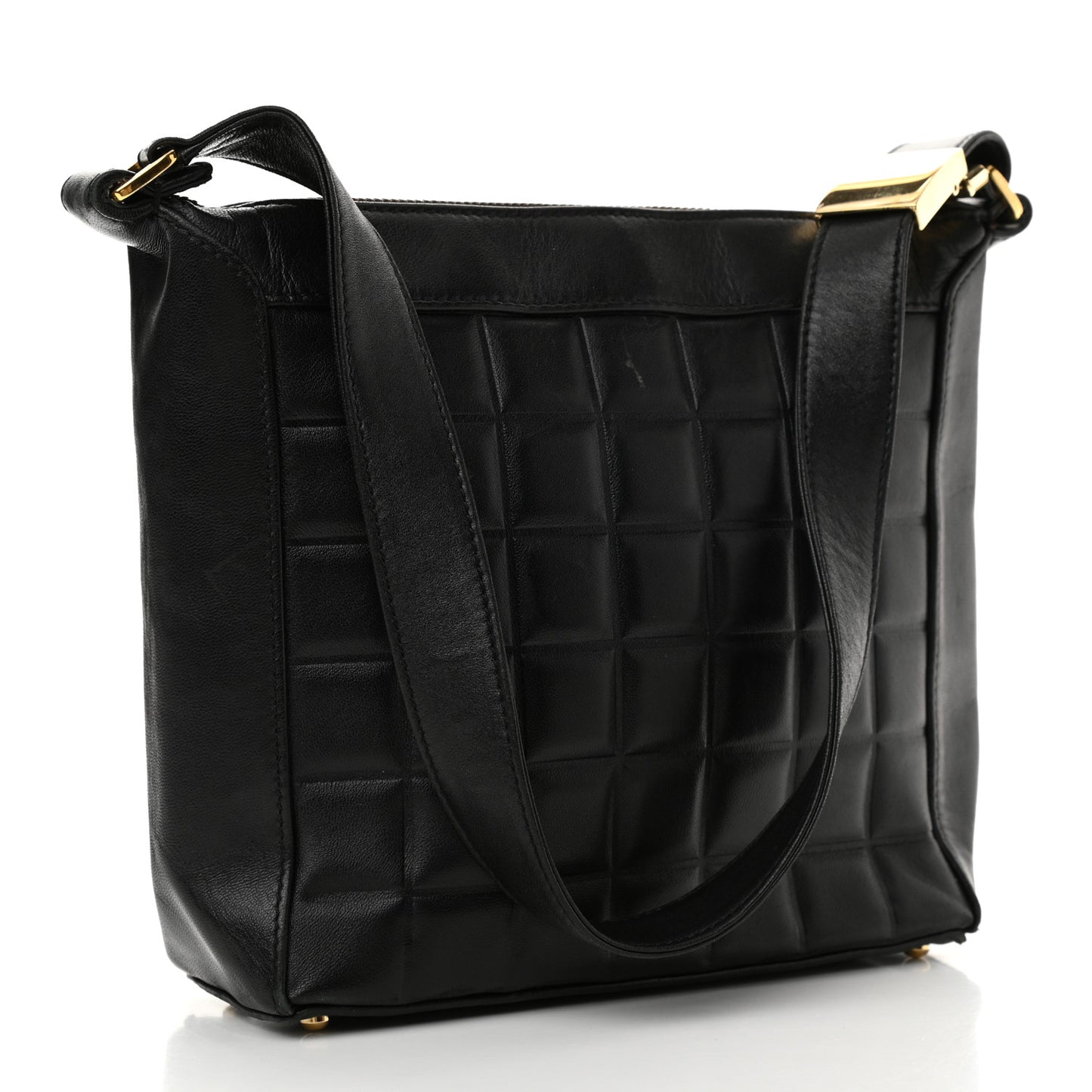 Lambskin Quilted Small Chocolate Bar Shoulder Bag Black