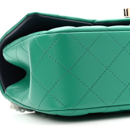 Chanel Lambskin Quilted Bi-Color Mini Top Handle Rectangular Flap Green Dark Blue 9 of 11