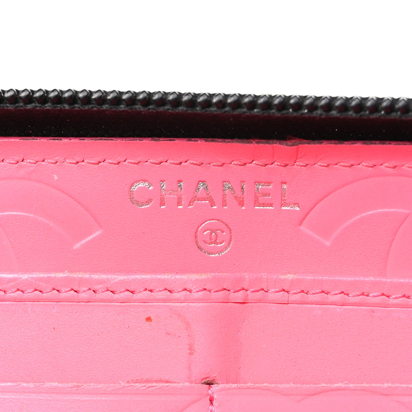 Calfskin Quilted Cambon Large Gusset Zip Around Wallet Black