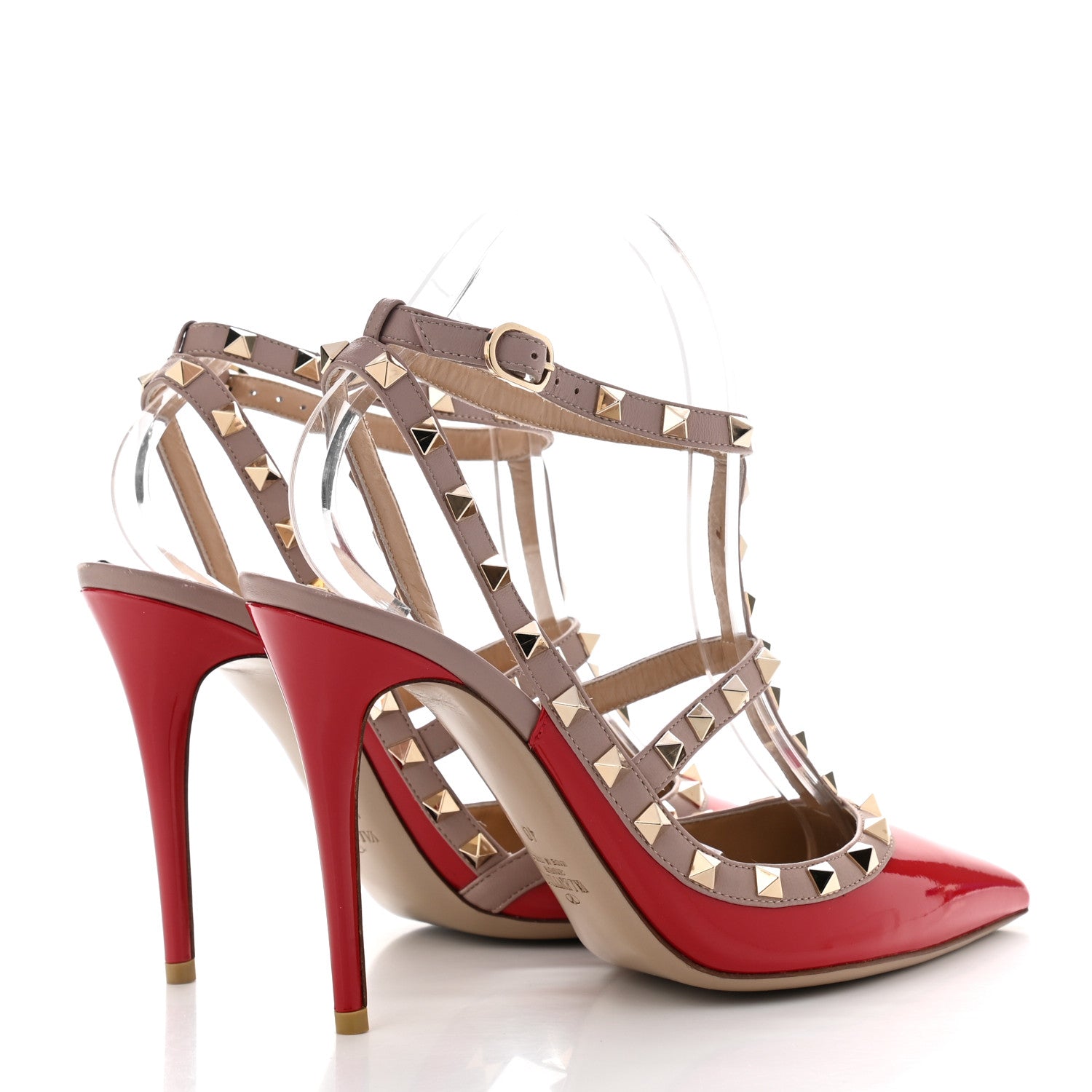 Valentino Garavani Patent Nappa Rockstud Ankle Strap 100mm Pumps 40 Rosso Valentino Poudre 4 of 9
