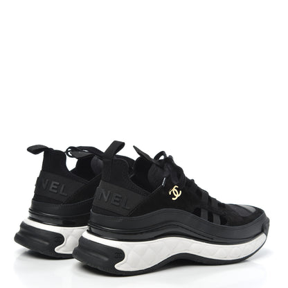 Chanel Fabric Calfskin Suede CC Sneakers 37.5 Black 4 of 7
