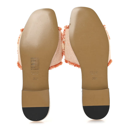 Gucci Canvas Interlocking G Bicolor Mountain Slide Sandals 35.5 Orange Natural 6 of 7