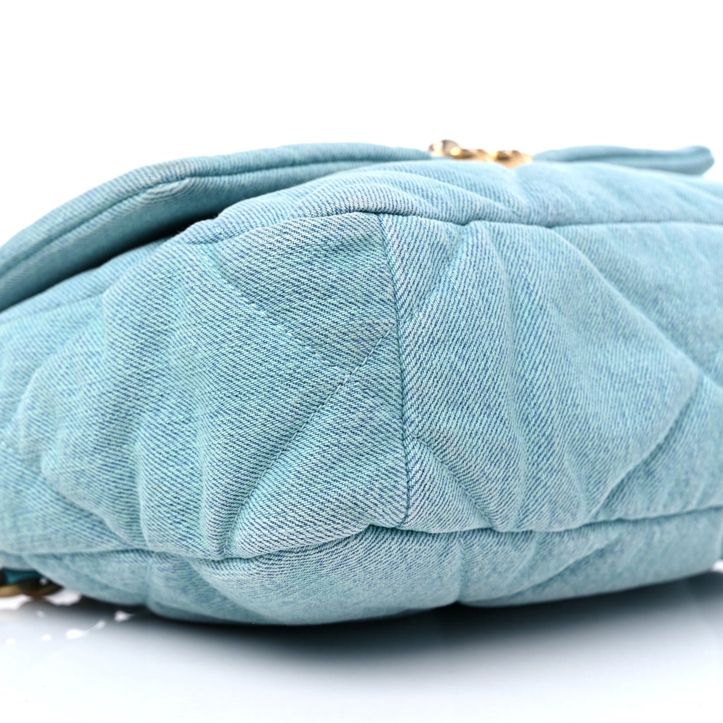 Denim Quilted Medium Chanel 19 Flap Neon Blue