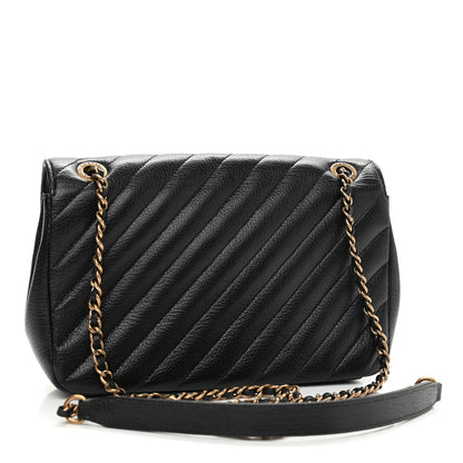 Chanel Shiny Goatskin Diagonal Quilted Small Flap Black 3 of 11