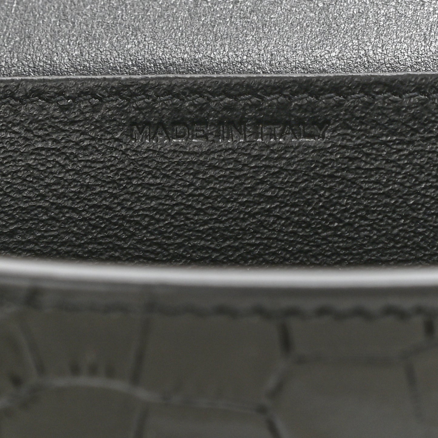 Calfskin Crocodile Embossed Monogram Uptown Chain Wallet Black