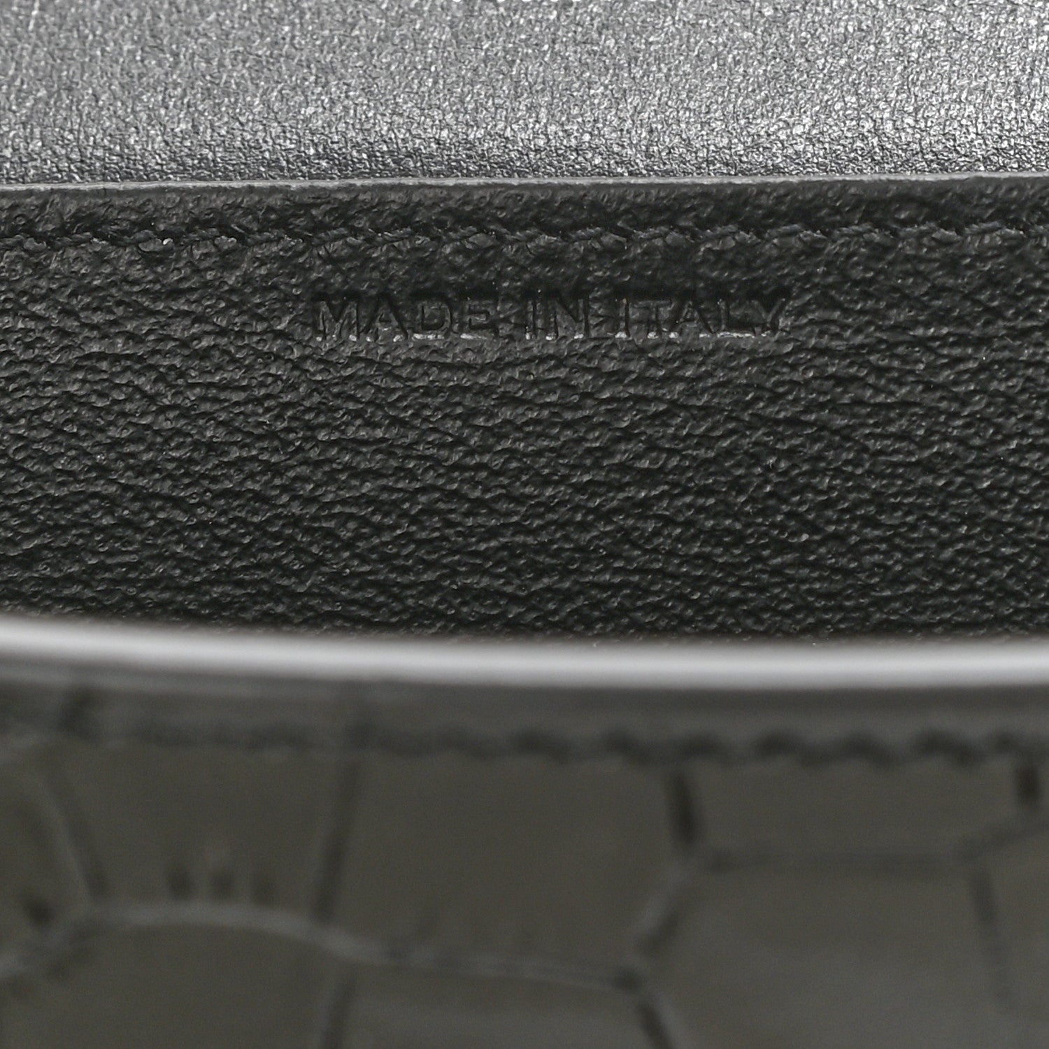 Saint Laurent Calfskin Crocodile Embossed Monogram Uptown Chain Wallet Black 10 of 14