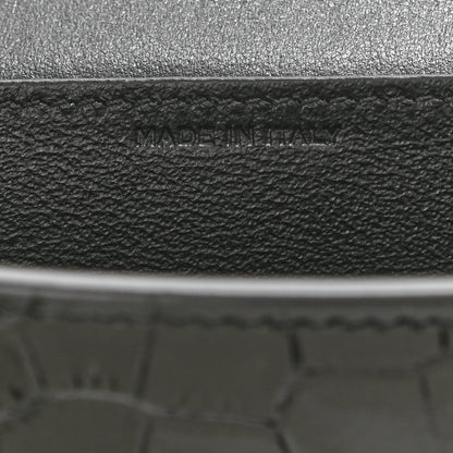 Saint Laurent Calfskin Crocodile Embossed Monogram Uptown Chain Wallet Black 10 of 14