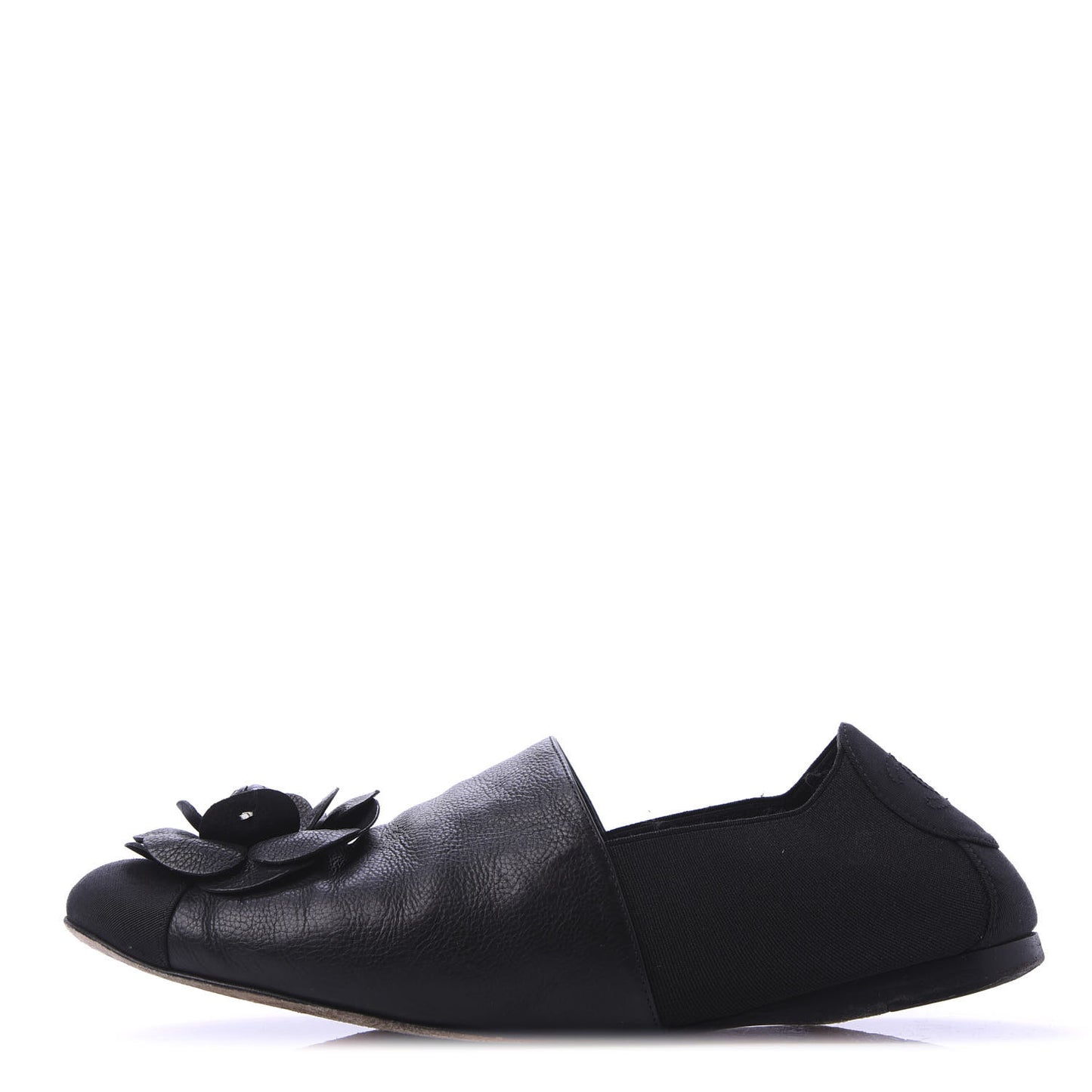 Calfskin Grosgrain Camellia Mocassin Loafers 41 Black