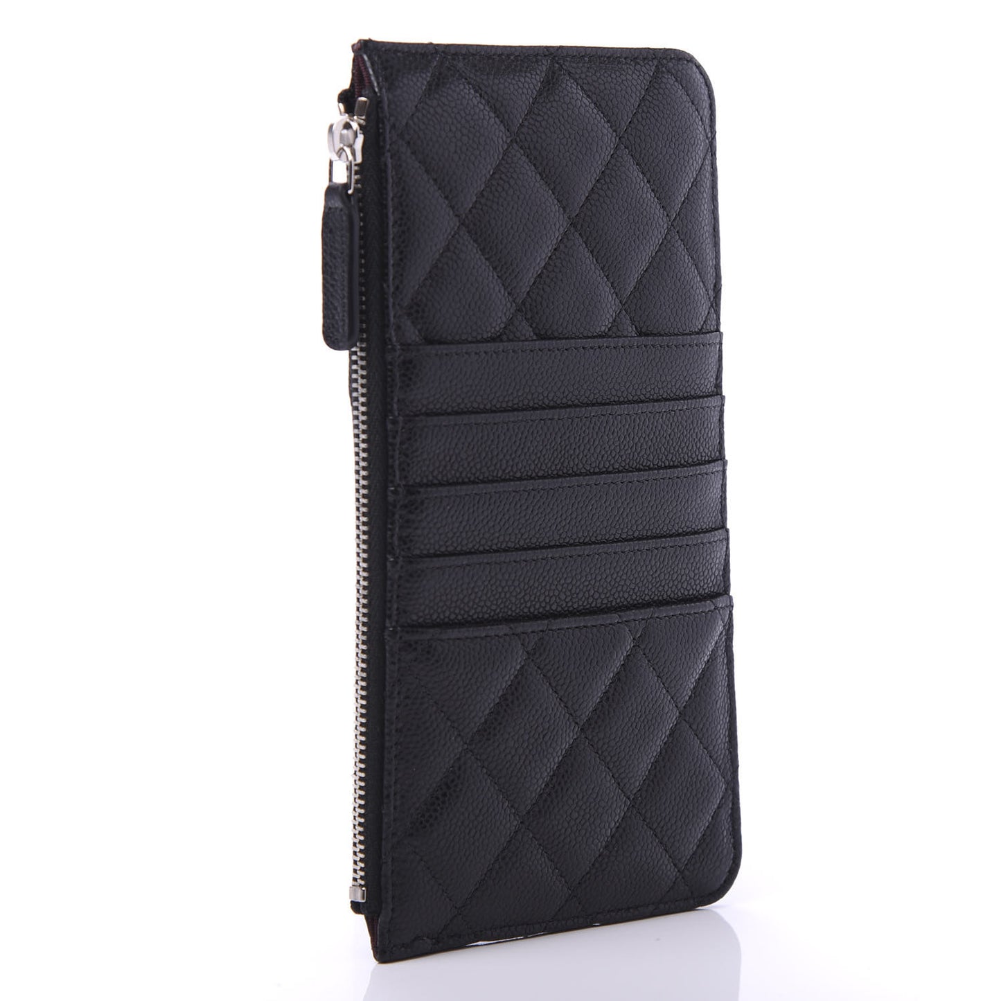 Caviar Quilted Classic Flat Wallet Pouch Black