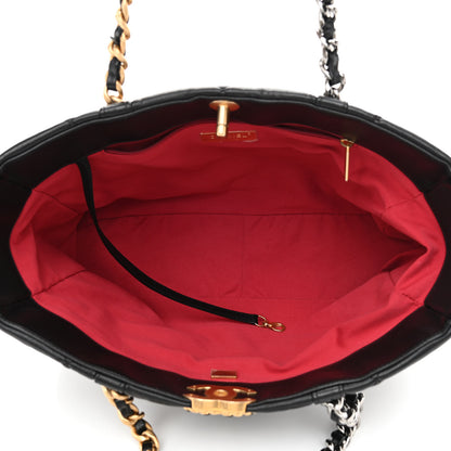 Chanel Lambskin Quilted Chanel 19 East West Shopping Bag Black 5 of 10