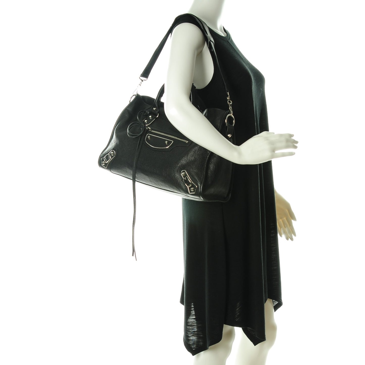 Chevre Silver Metallic Edge Hardware City Black