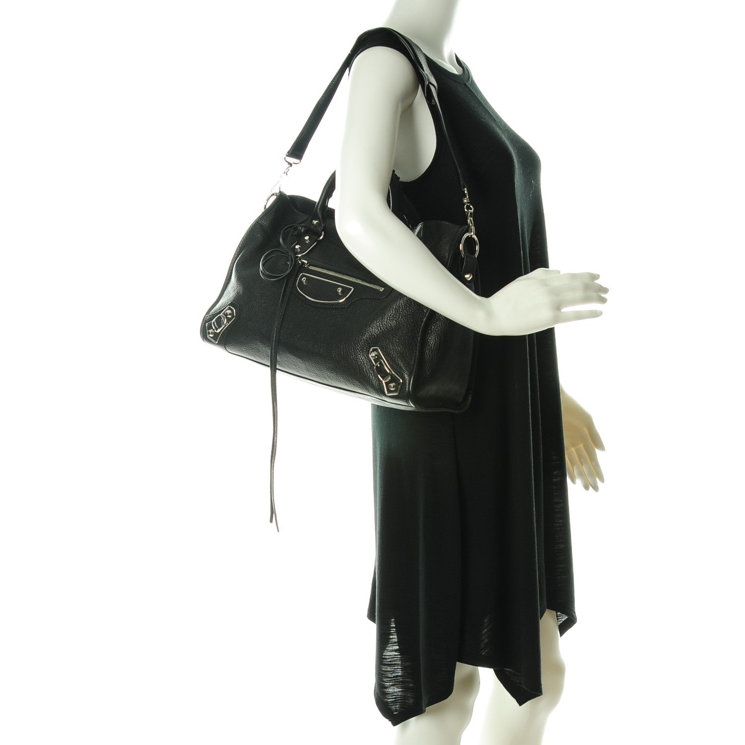 Balenciaga Chevre Silver Metallic Edge Hardware City Black 2 of 8