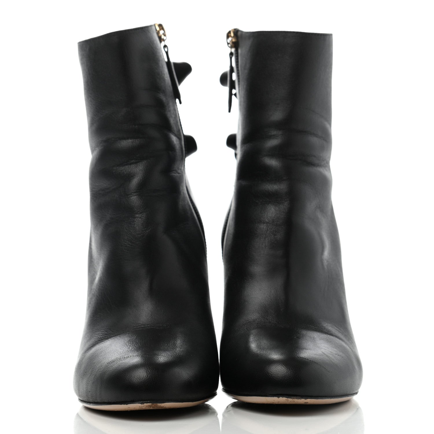 Valentino Garavani Calfskin Bow Back Ankle Boots 40 Black 2 of 12