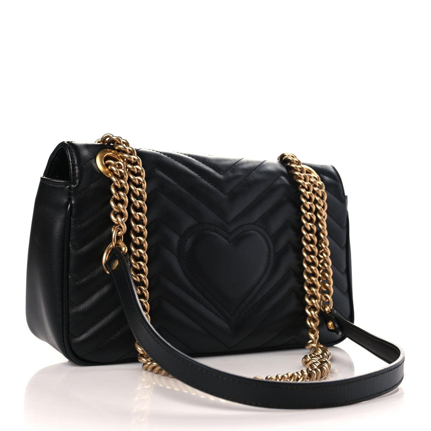 Calfskin Matelasse Small GG Marmont Shoulder Bag Black
