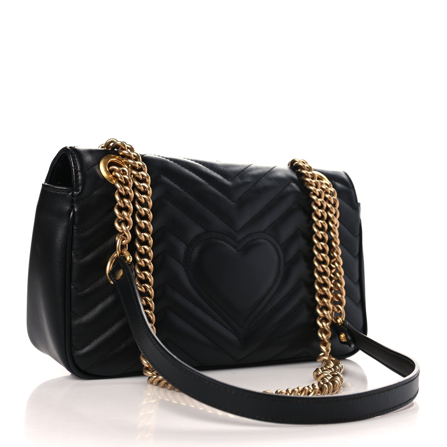 Gucci Calfskin Matelasse Small GG Marmont Shoulder Bag Black 3 of 9
