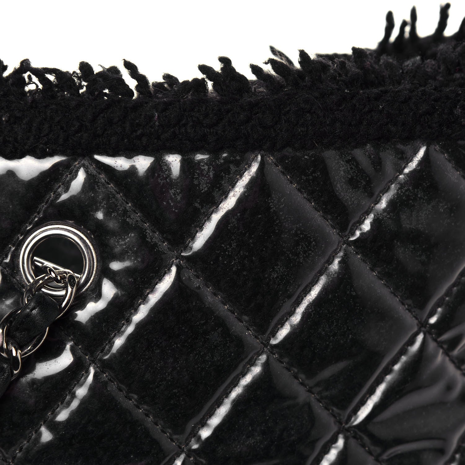 Chanel Vinyl Quilted Large Funny Tweed Tote Black 15 of 15