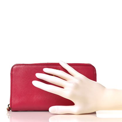 Prada Saffiano Metal Wallet Pink 2 of 9