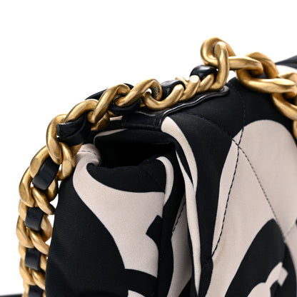Chanel Fabric Printed Large Chanel 19 Flap Black Ecru 13 of 13