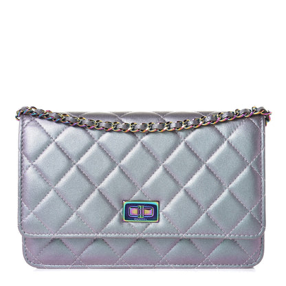 Chanel Iridescent Lambskin Quilted Reissue Wallet On Chain WOC Light Purple 1 of 8