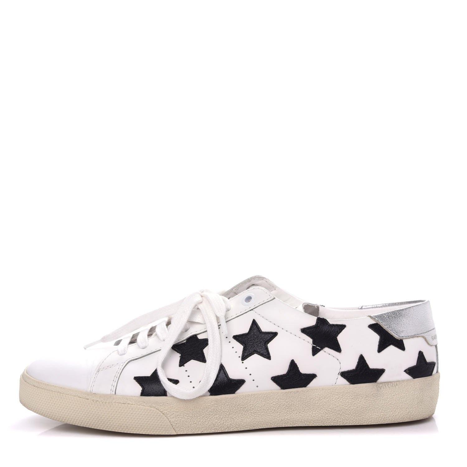 Saint Laurent Calfskin Star Court Sneakers 40 White Black 1 of 10