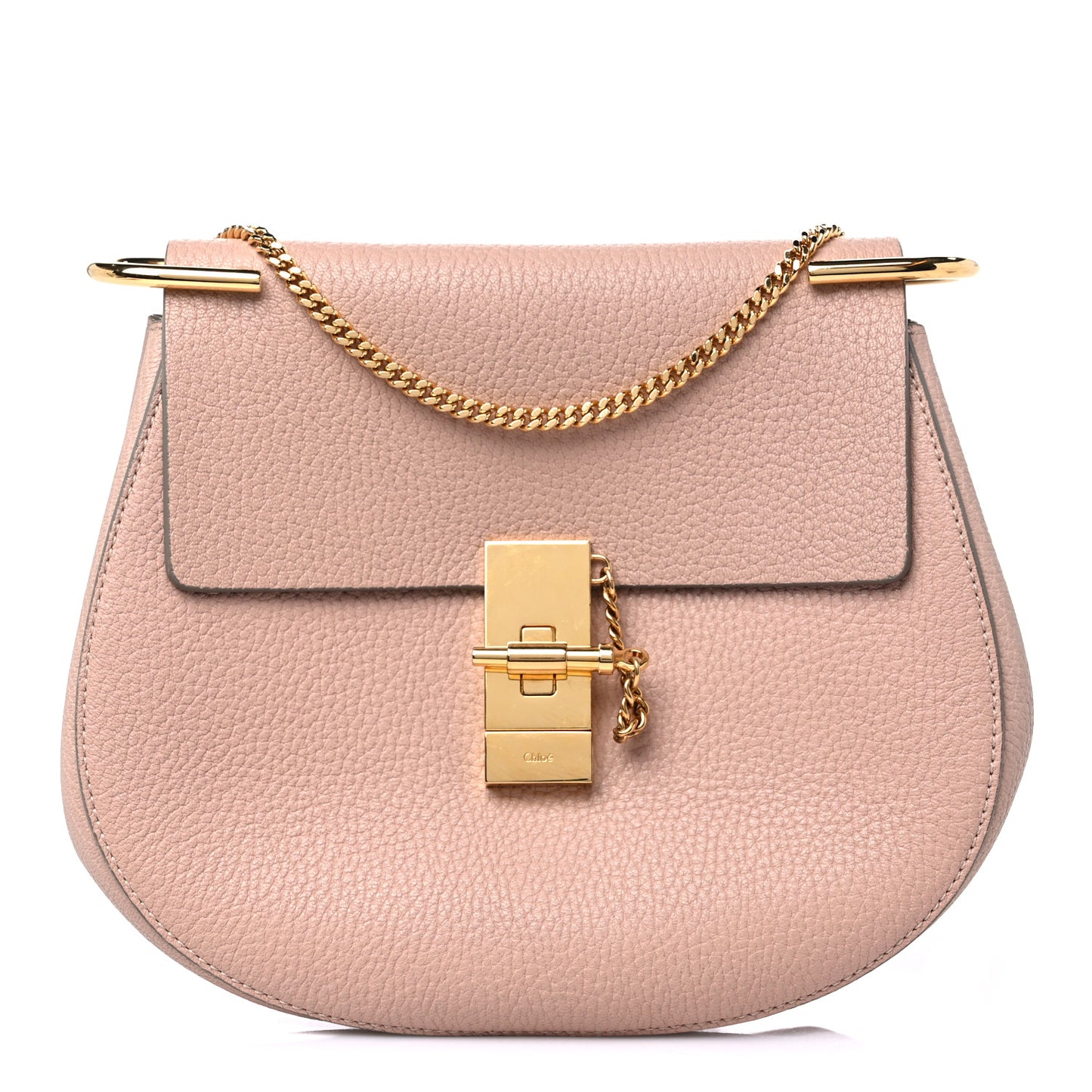 Grained Lambskin Medium Drew Shoulder Bag Cement Pink