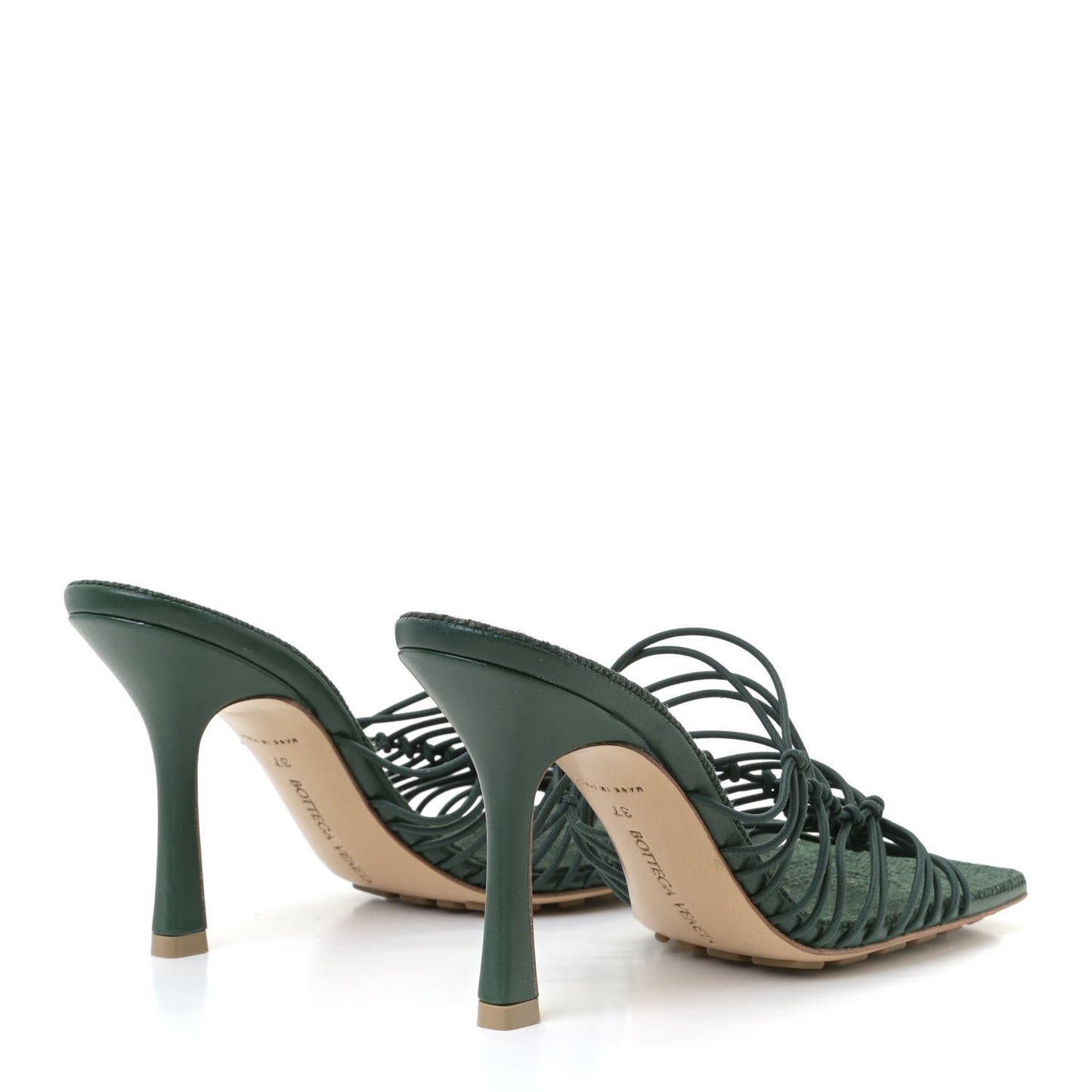 Raffia Elasticized Stretch Mule Sandals 37 Emerald Green