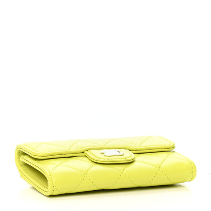 Chanel Lambskin Quilted Flap Card Holder Wallet Yellow 4 of 9