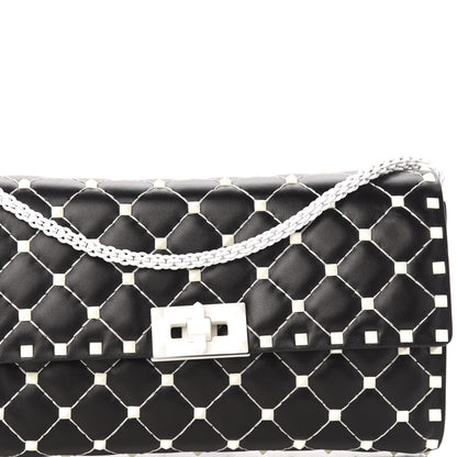 Valentino Garavani Lambskin Free Rockstud Spike Wallet On Chain Black 10 of 10