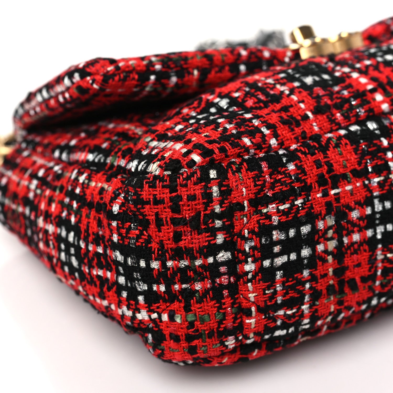 Chanel Tweed Quilted Medium Chanel 19 Flap Red Black 9 of 10