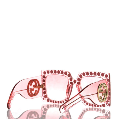 Gucci Acetate Crystal Oversize Sunglasses GG0148S Pink 4 of 7