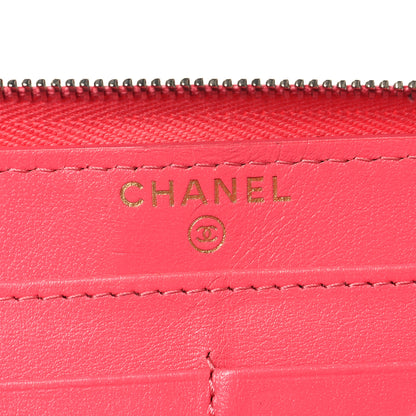 Chanel Caviar Quilted Large Gusset Zip Around Wallet Rose 6 of 9